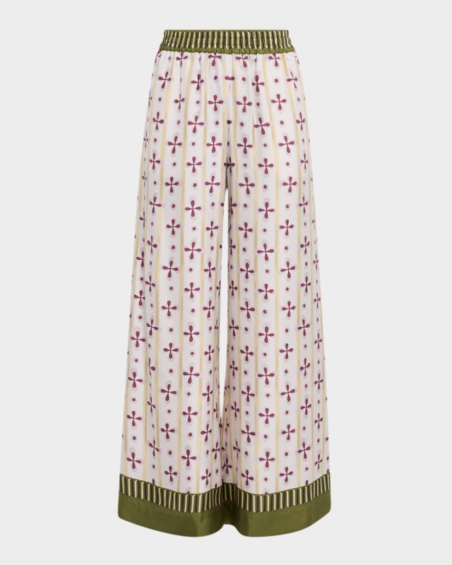 Printed Silk Wide-Leg Palazzo Pants